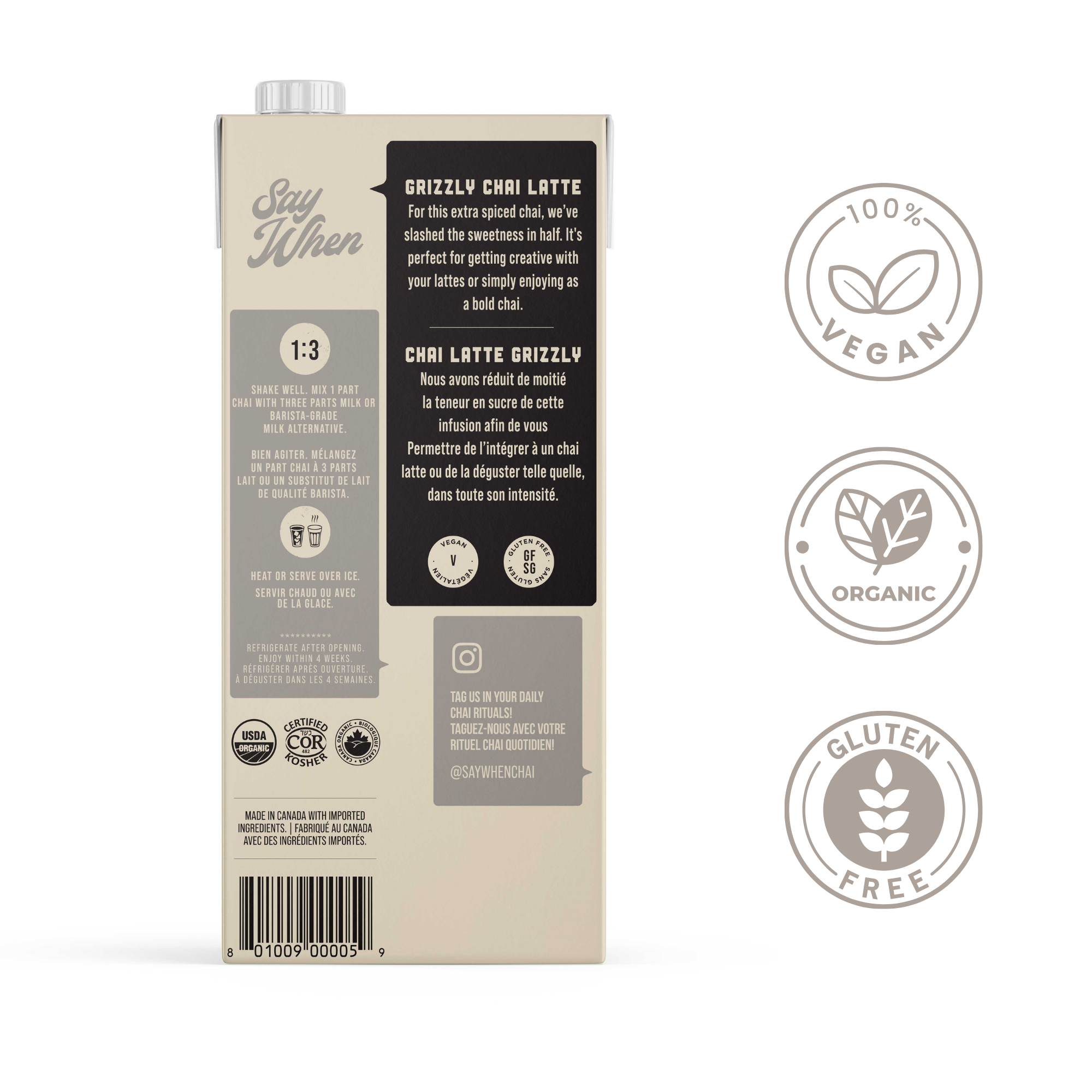 Say When Organic Grizzly Chai (946ml)