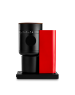 Fellow Opus 2 conical burr grinder in Cherry Red with wood lid