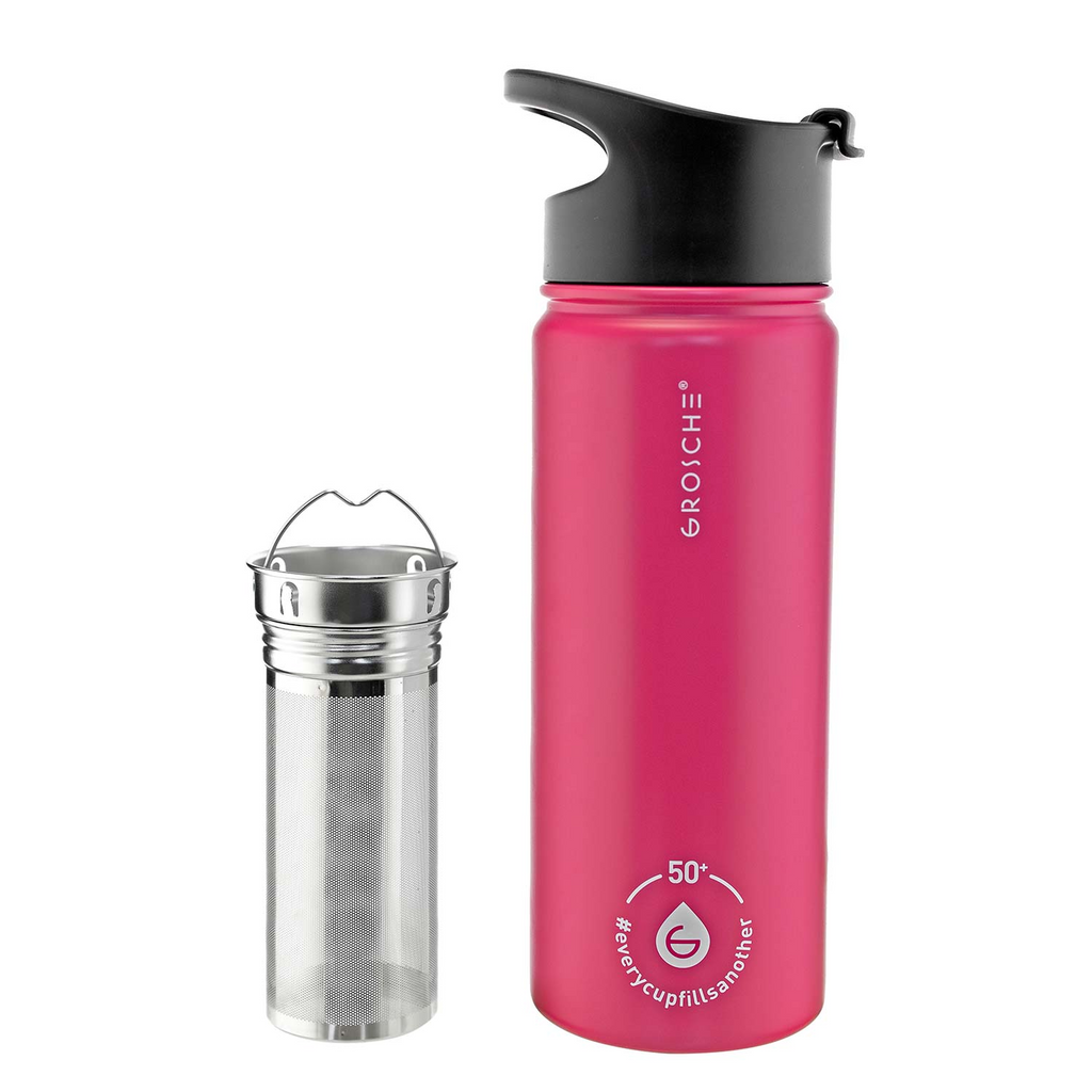 Grosche Chicago Steel Insulated Tea Infusion Bottle (Pink)